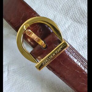 Jones New York versatile classic gold tone buckle brown crocodile embossed Belt